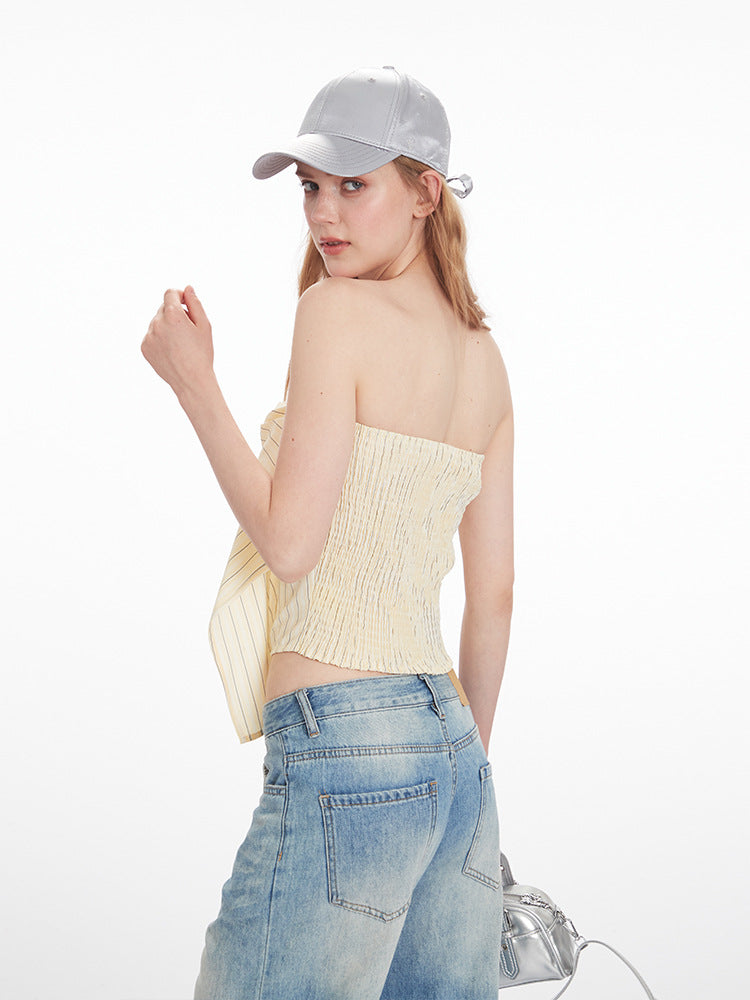 Miroden Tube Top Bow Strapless High-End Suspender Sexy Short Vest