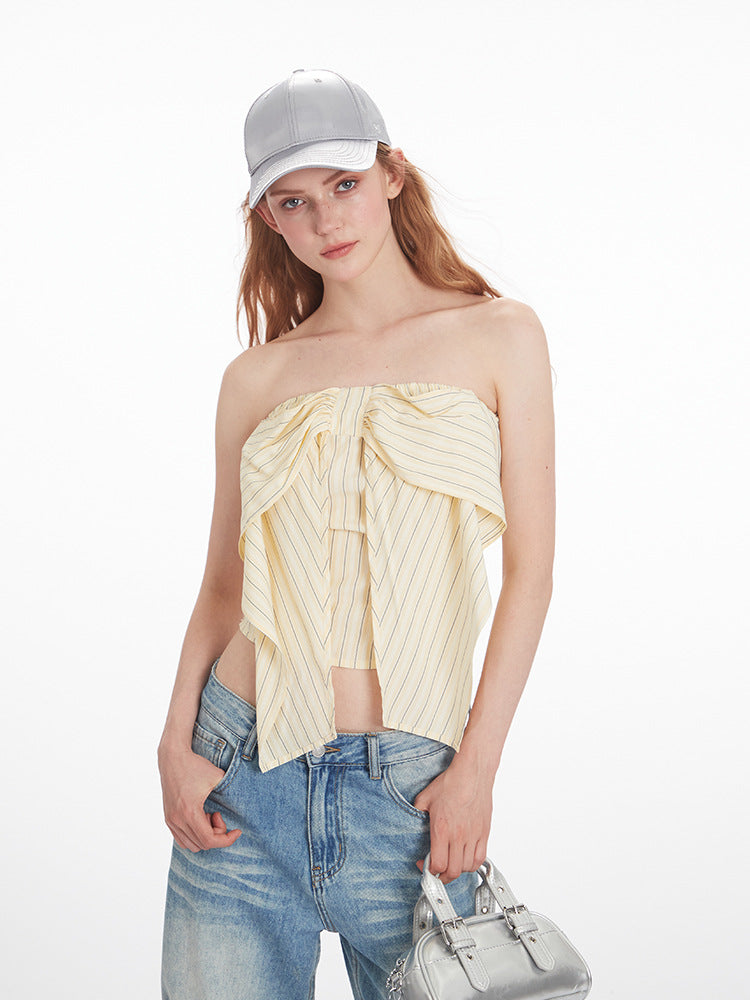 Miroden Tube Top Bow Strapless High-End Suspender Sexy Short Vest
