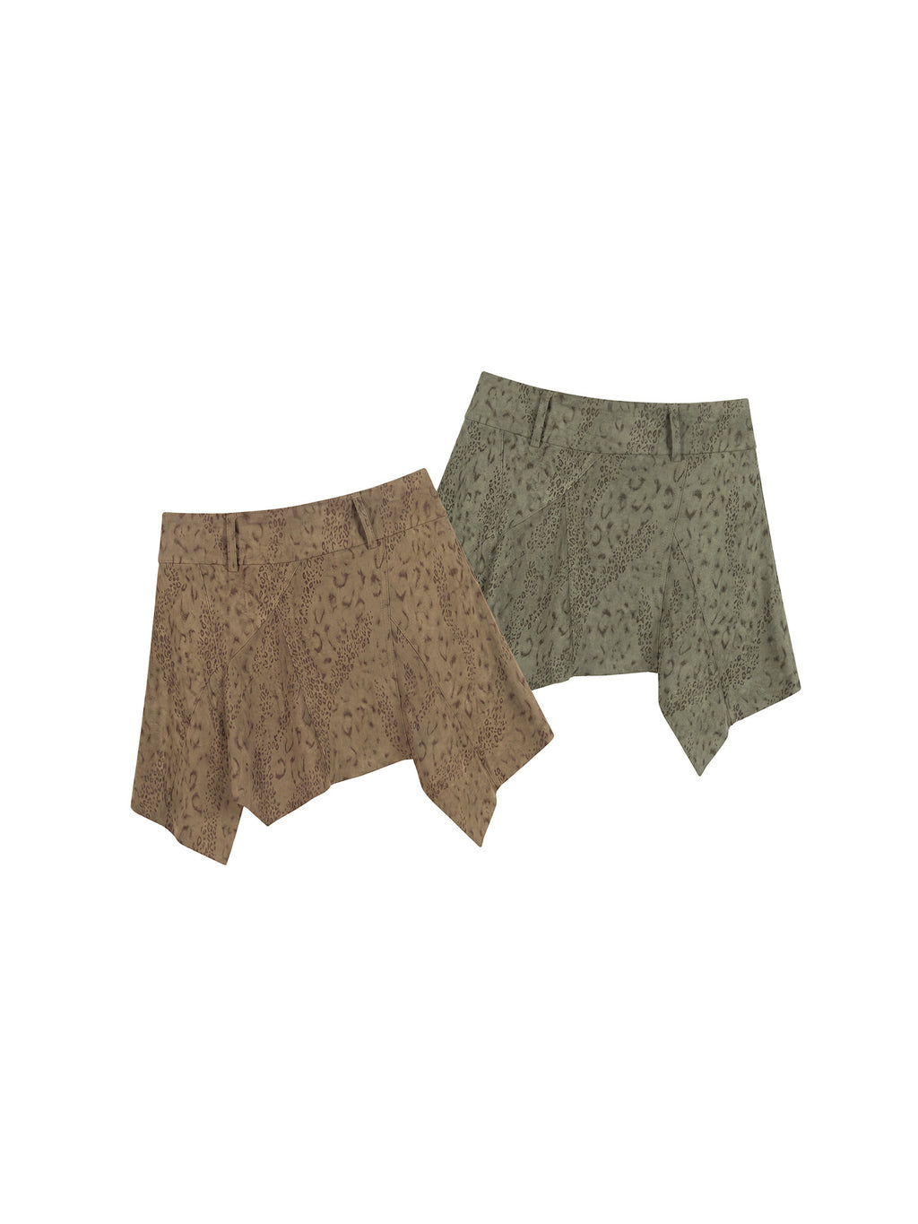 Miroden Skirt Leopard Print Irregular High-Waist A-Line Retro