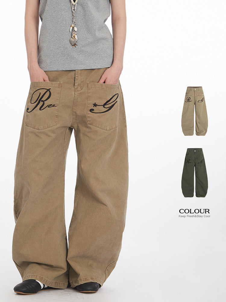 Miroden Jeans Straight Loose High-Waist American Style Casual