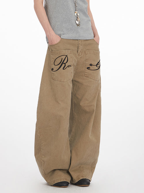 Miroden Jeans Straight Loose High-Waist American Style Casual