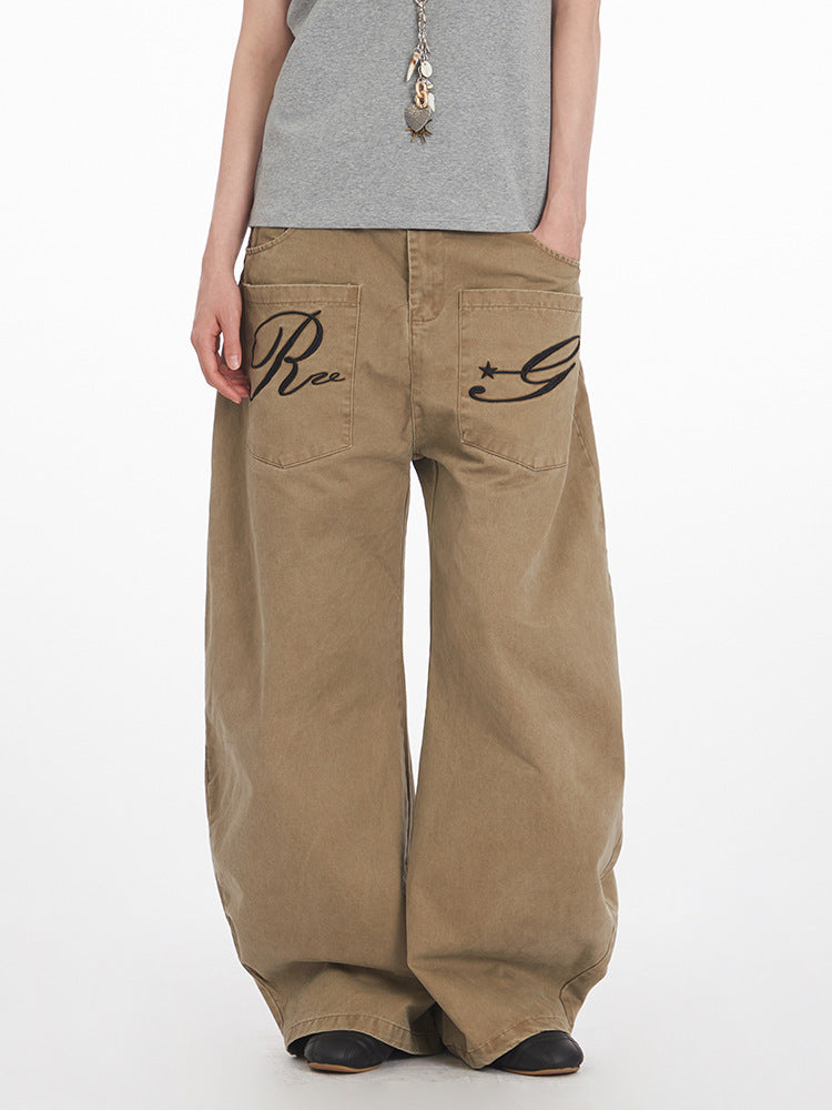 Miroden Jeans Straight Loose High-Waist American Style Casual