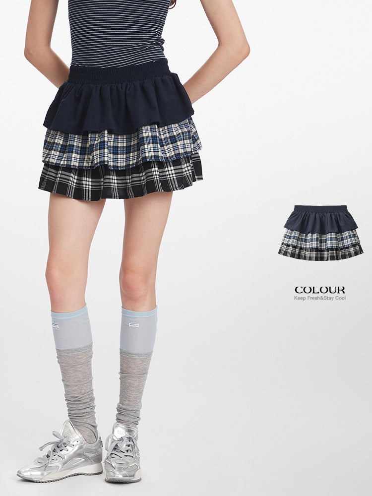 Miroden Skirt Stitching Cake High-Waist A-Shaped Korean Style Bust