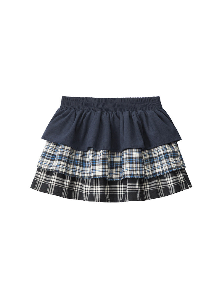 Miroden Skirt Stitching Cake High-Waist A-Shaped Korean Style Bust