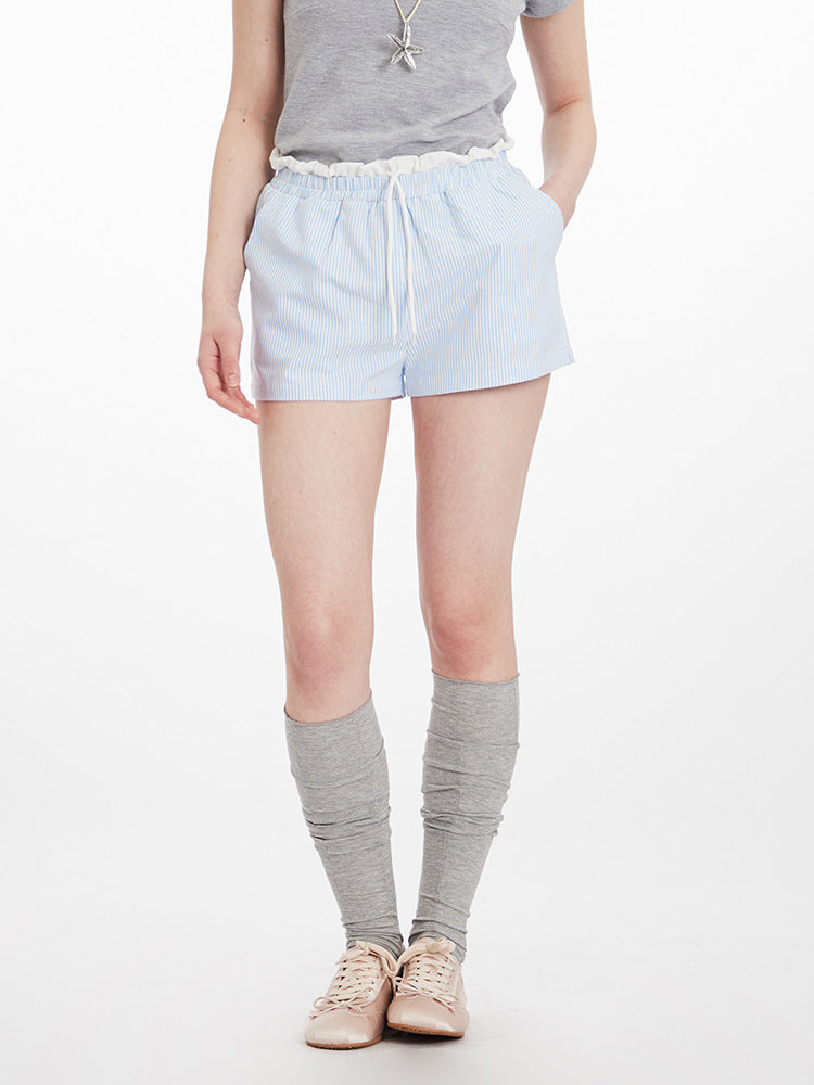 Miroden Shorts Striped Double-Waist Loose High-Waist American Hot Pants
