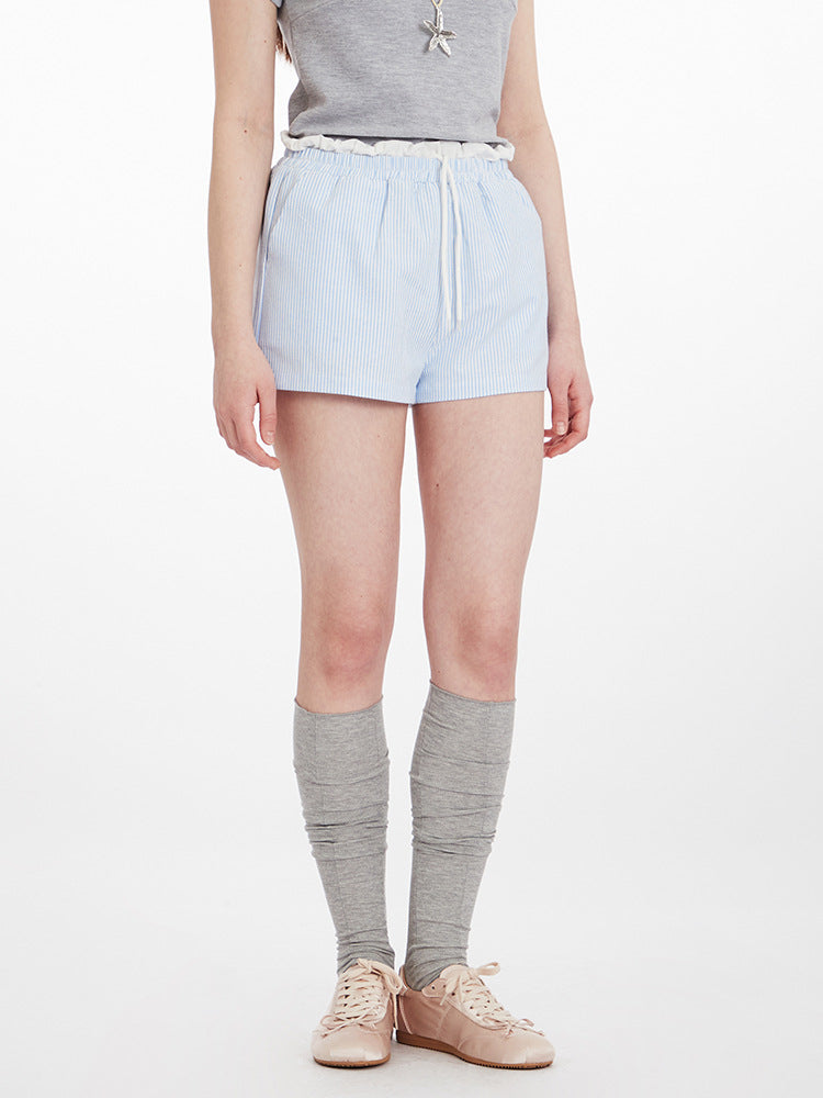 Miroden Shorts Striped Double-Waist Loose High-Waist American Hot Pants