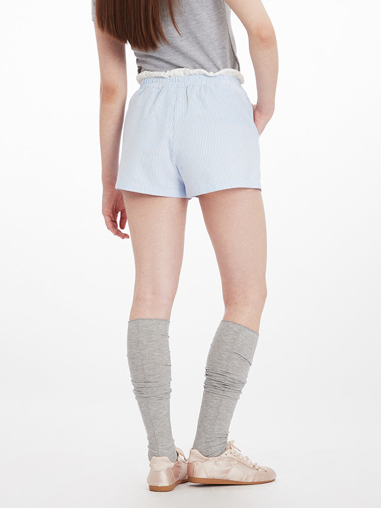 Miroden Shorts Striped Double-Waist Loose High-Waist American Hot Pants