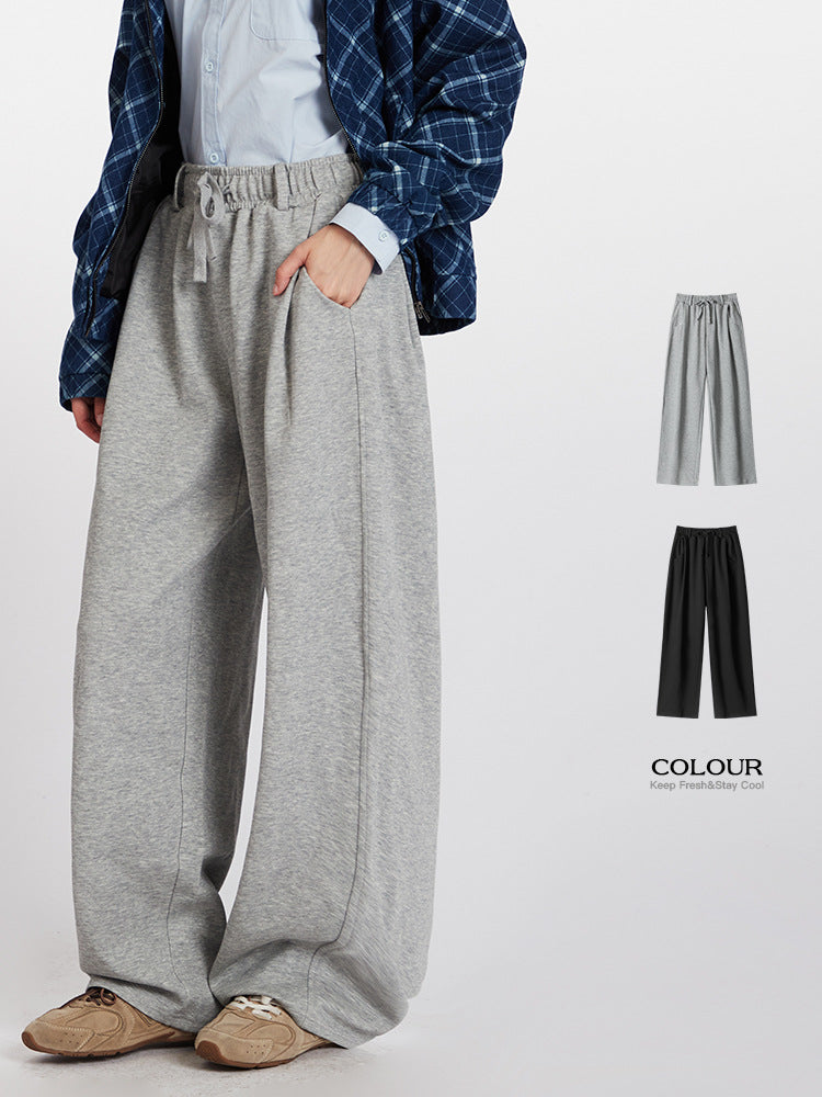 Miroden Pants Wide-Leg High-Waisted Straight-Leg Floor-Length Loose Casual
