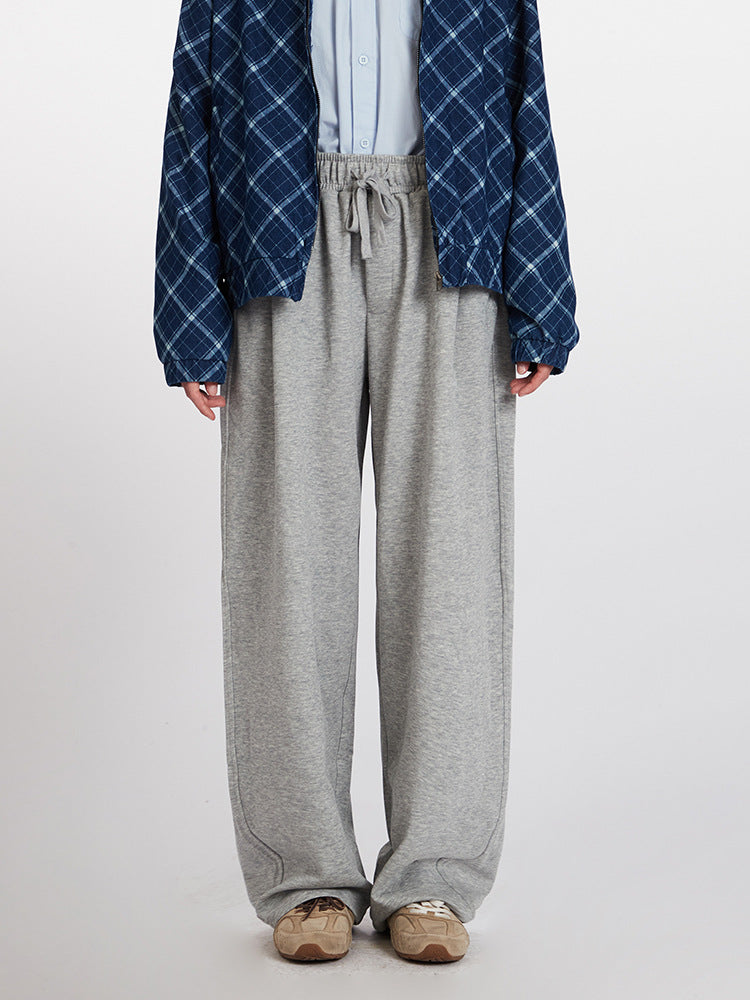 Miroden Pants Wide-Leg High-Waisted Straight-Leg Floor-Length Loose Casual