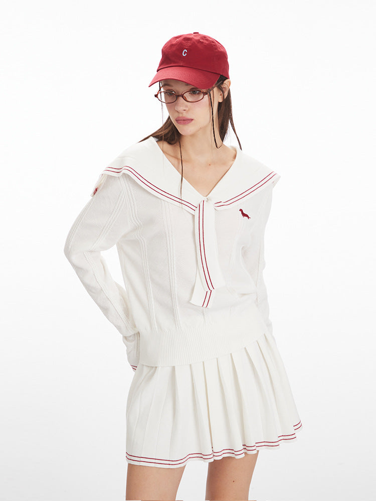 Miroden Knitwear Set Preppy Style Pleated Skirt Gentle Sweet Forest