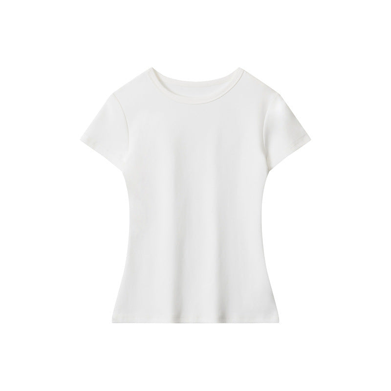 Miroden T-Shirt Pure Color Slim Fit Short-Sleeve Round Neck Summer Top