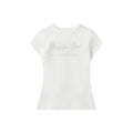Miroden T-Shirt Letter Silver Print Slim-Fit Short-Sleeve All-Match Top