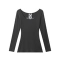Miroden Top Back Cut-Out Lace Slim Long-Sleeve Feminine Bottoming Shirt