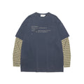 Miroden T-Shirt Fake Two-Piece Letter Print Long-Sleeve Contrast Color Top