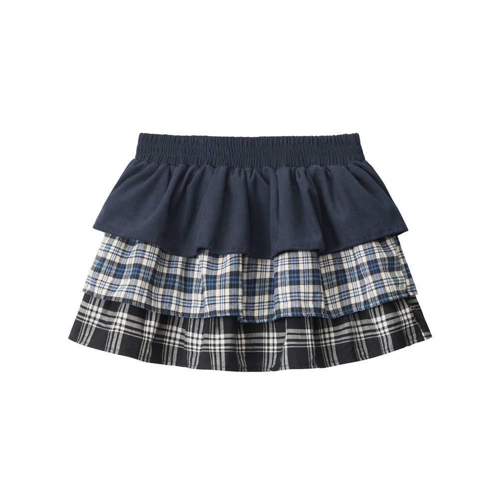 Miroden Skirt Stitching Cake High-Waist A-Shaped Korean Style Bust