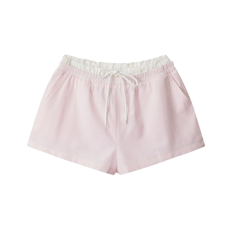 Miroden Shorts Striped Double-Waist Loose High-Waist American Hot Pants