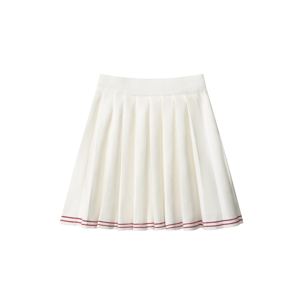 Miroden Knitwear Set Preppy Style Pleated Skirt Gentle Sweet Forest