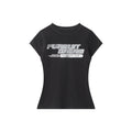 Miroden T-Shirt Letter Print Round Neck Slim-Fit Short-Sleeve Casual Top